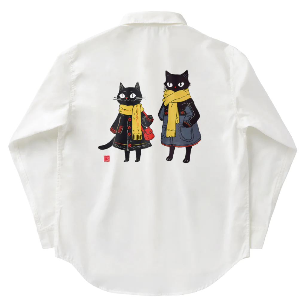 Lapis SHOPの黒猫夫婦のお買い物 Work Shirt