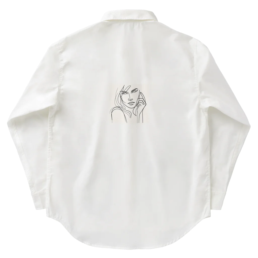 Schiele_sarieriの線画の女性3 ワークシャツ