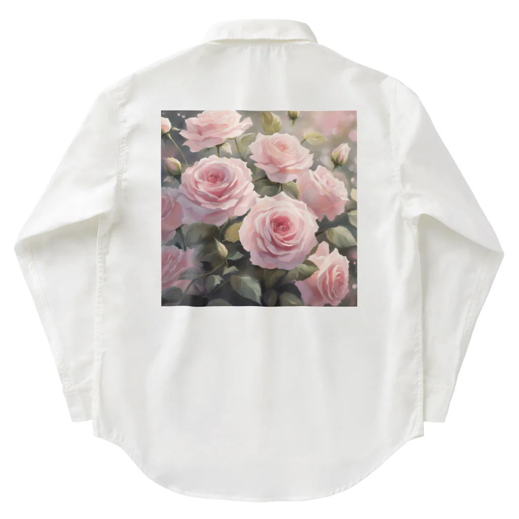 okierazaのペールピンクのバラの花束 Work Shirt