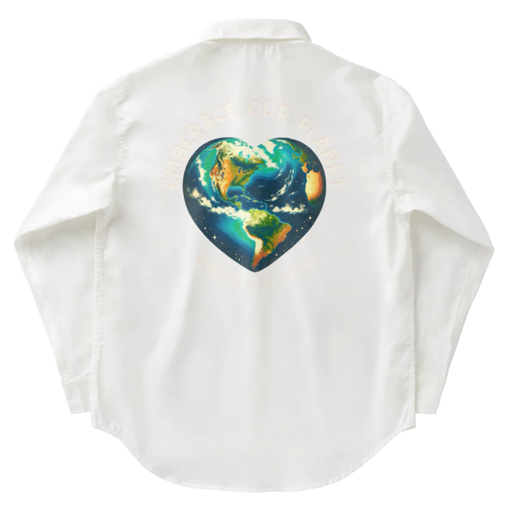 KULIEITAの地球の日　Earth day エコ　地球　ハート ワークシャツ