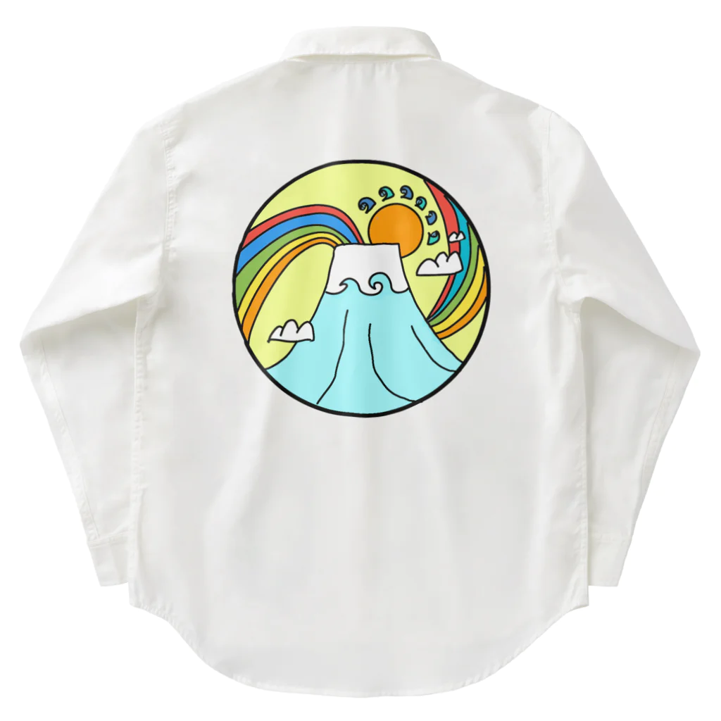 aloha_world_in_circleのjapan mount Fuji rainbow Work Shirt