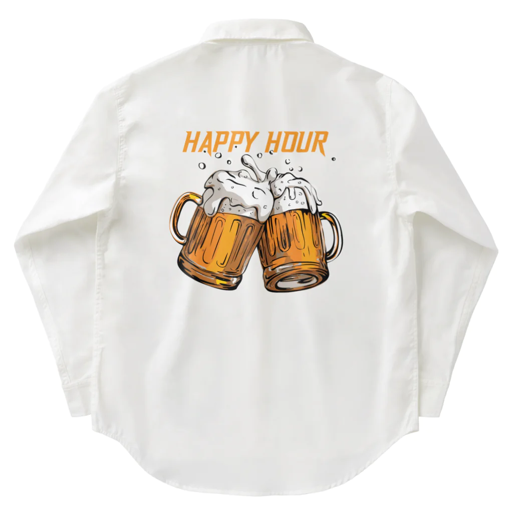 JUNK_HEDDのビールでハッピー ワークシャツ