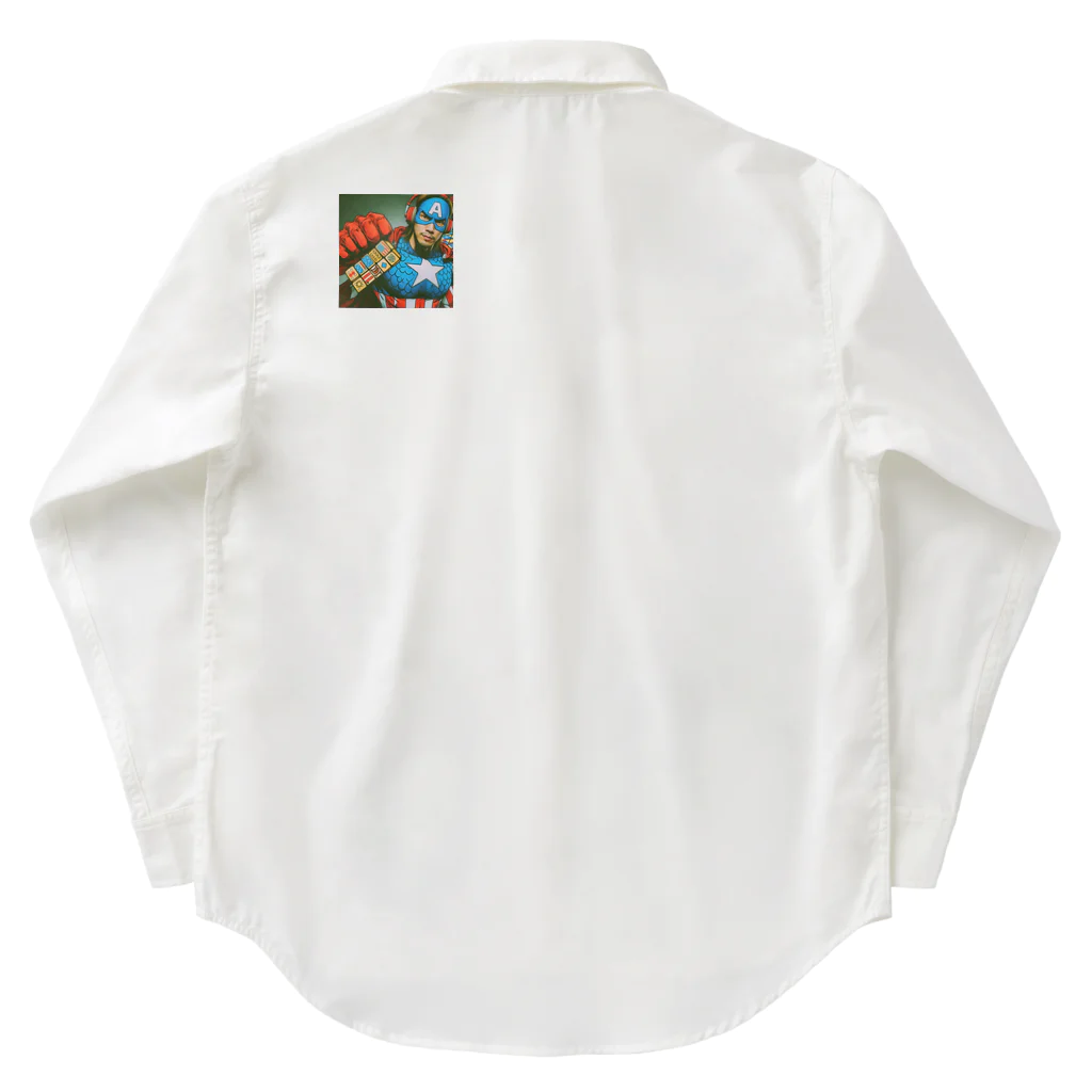 まいけんの怪しいアメコミヒーロー maiken Work Shirt