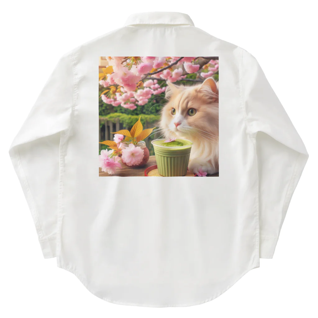猫と紡ぐ物語の春の訪れを告げる桜満開 Work Shirt