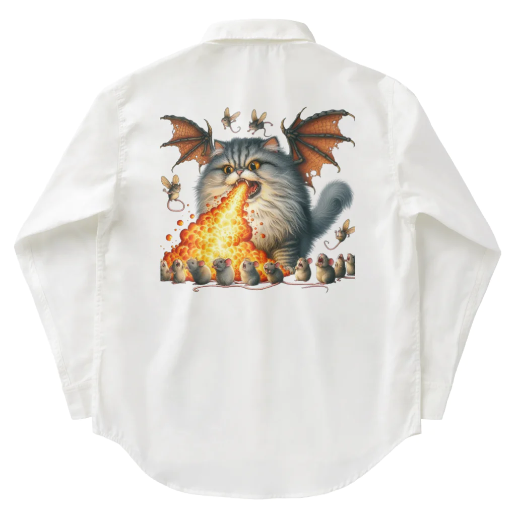 nekodoragonのブサカワ！火噴き猫ドラゴン　背景透過ver Work Shirt