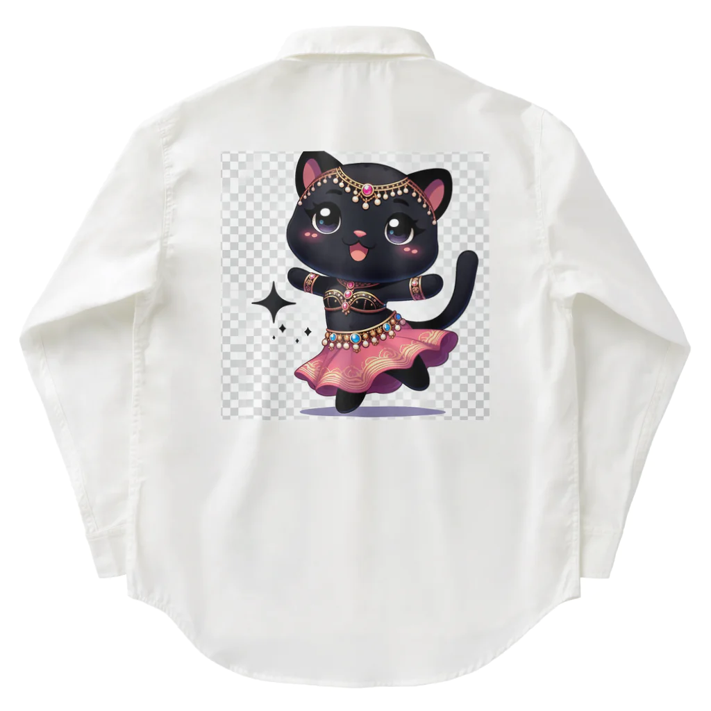 ベリーBellyの黒猫ベリーダンス Work Shirt