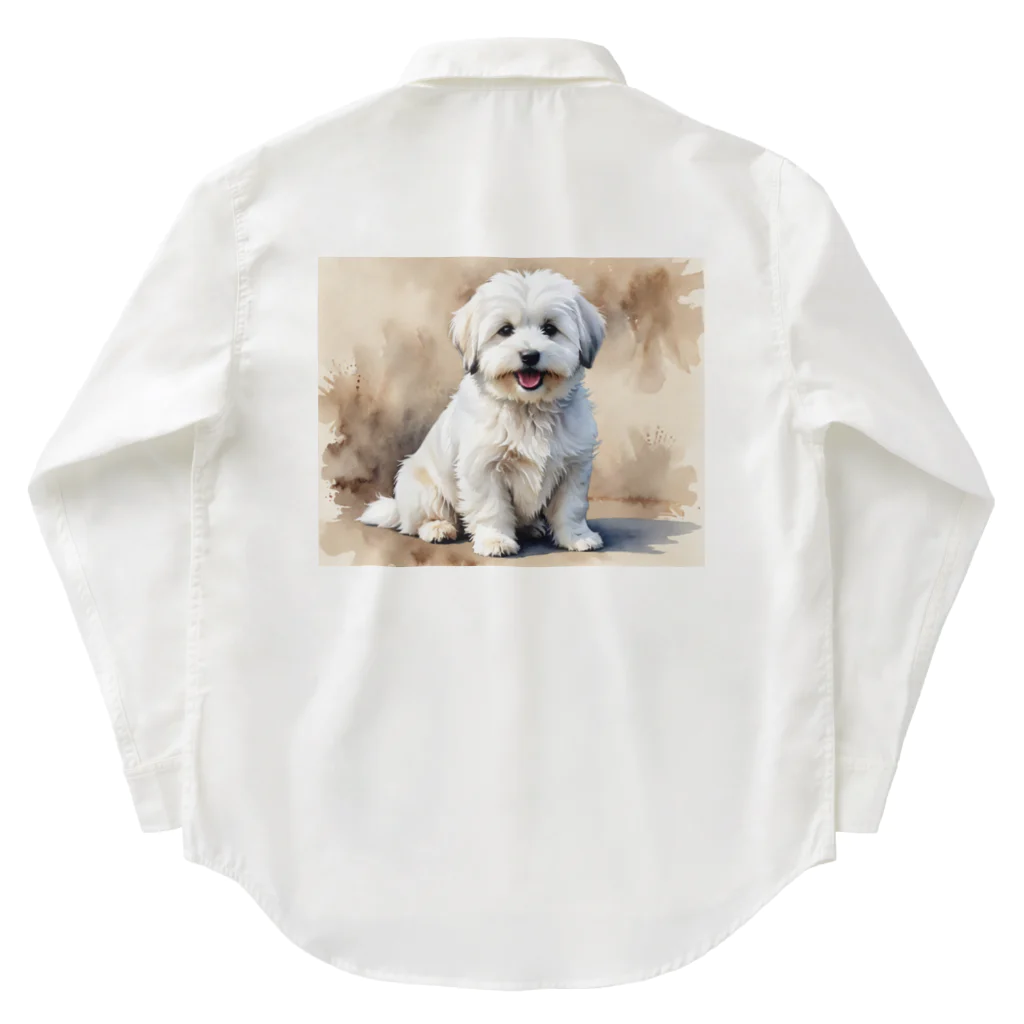 Animal Illustration shopのコトン・ド・テュレアール　Coton de Tulear　水彩画風 ワークシャツ