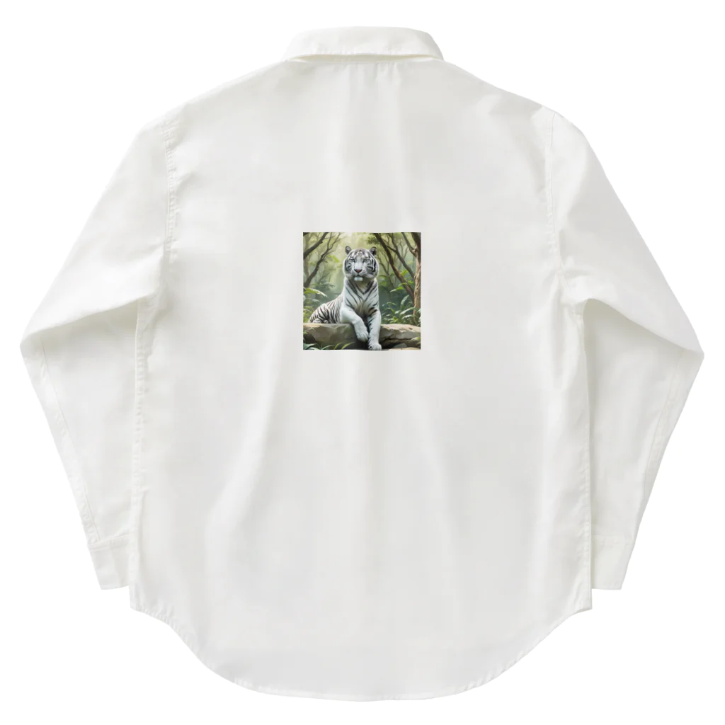 けいのユニークなショップのホワイトタイガー Work Shirt