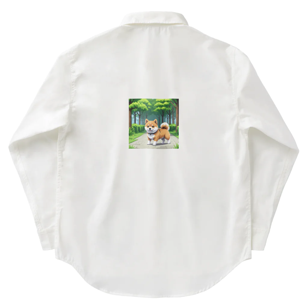 マニーのわんちゃんグッズのドット絵 柴犬ちゃん（わんちゃん）自然ver ワークシャツ