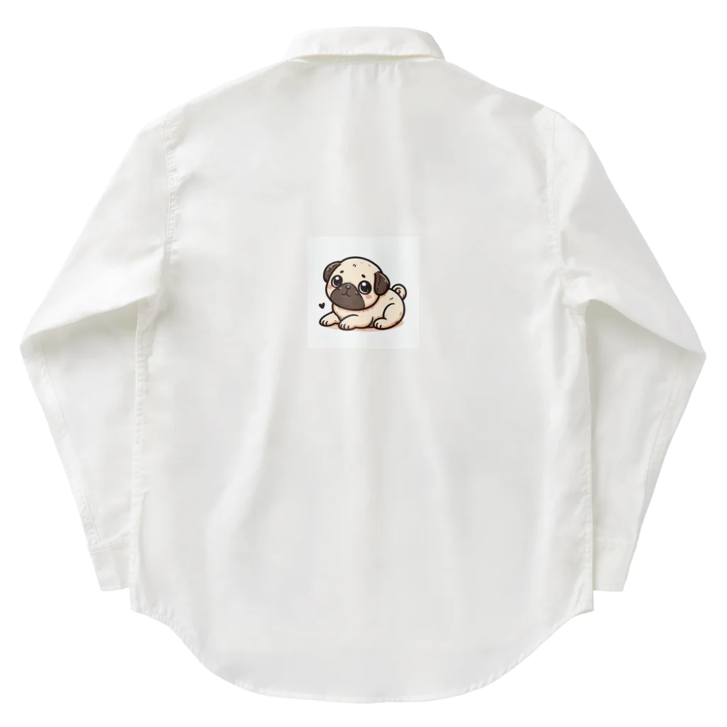 鼻ぺちゃ犬と和猫のコロコロアニメパグ Work Shirt