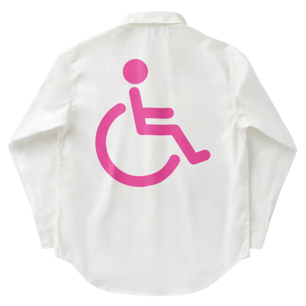 お絵かき屋さんの車椅子マーク（ピンク） Work Shirt