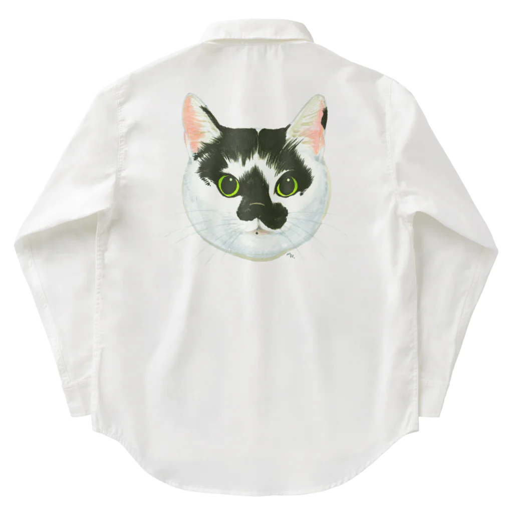 segasworksのねこさんのお顔（白黒ねこ） Work Shirt