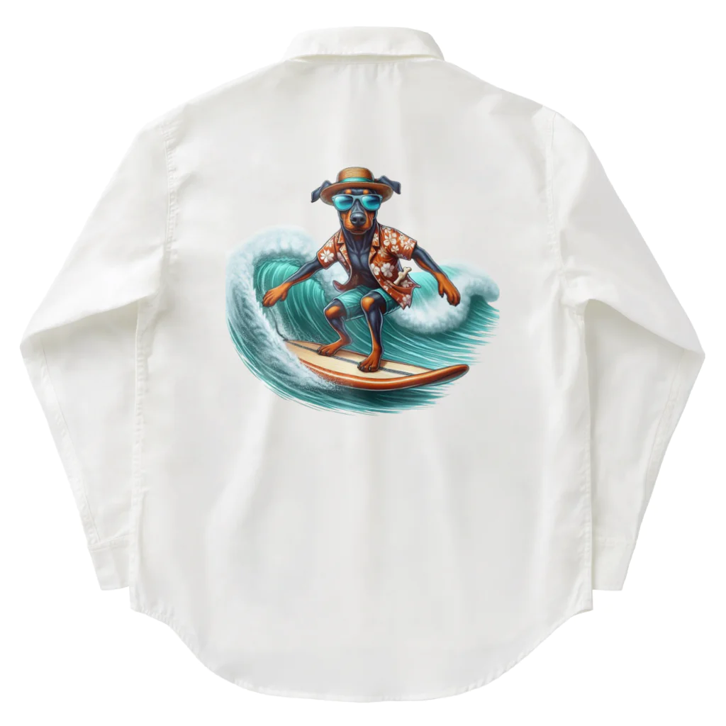 Surfing Dogの波乗りドーベルマン Work Shirt