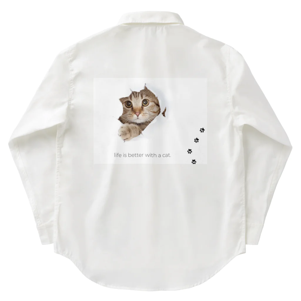 CaTsのふんわりネコ Work Shirt