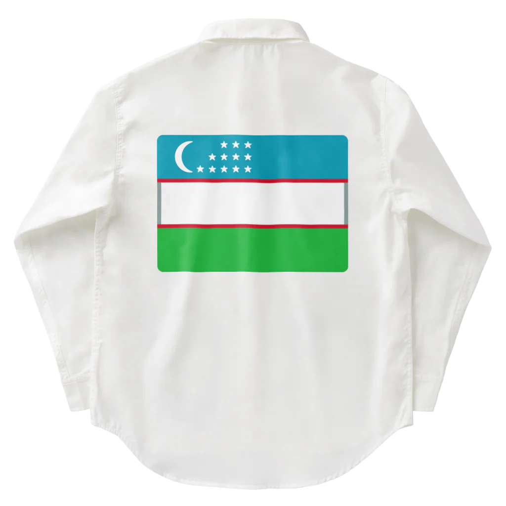 お絵かき屋さんのウズベキスタンの国旗 ワークシャツ