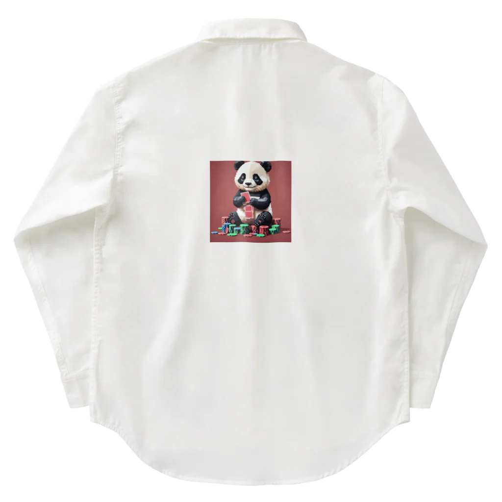 ayame_0923のポーカーをするパンダは、愛らしい姿でチップを扱う。 Work Shirt