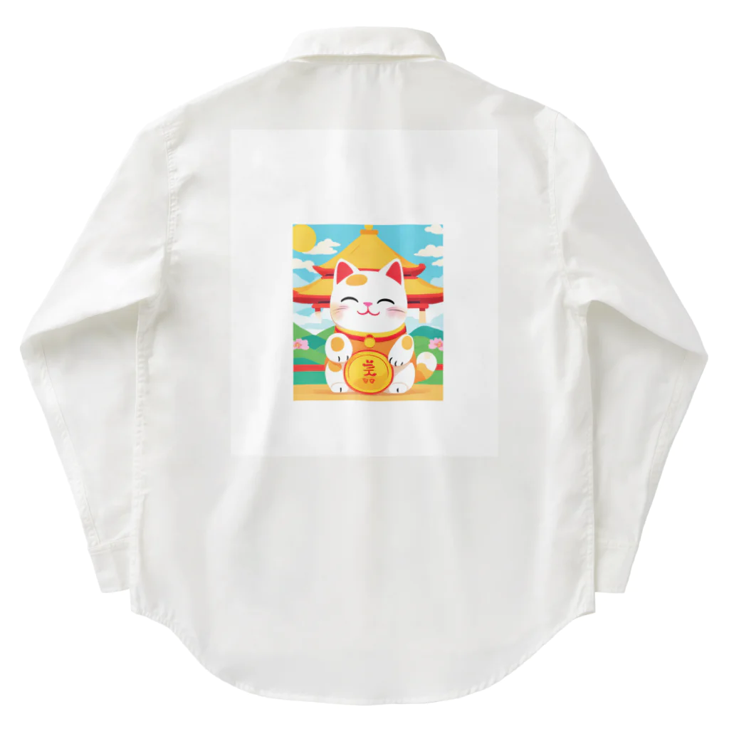 Toridoshisanの招く猫　あなたに幸せを　② ワークシャツ