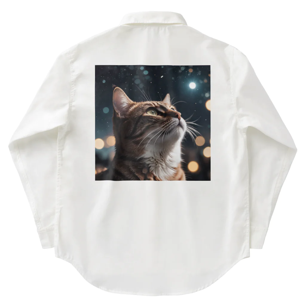 AI Design Labの星を見る猫 ワークシャツ