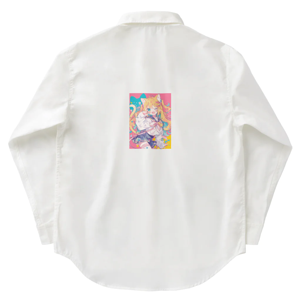 no_mi_Ke08のカラフルな猫耳の女の子のキャラクター Work Shirt