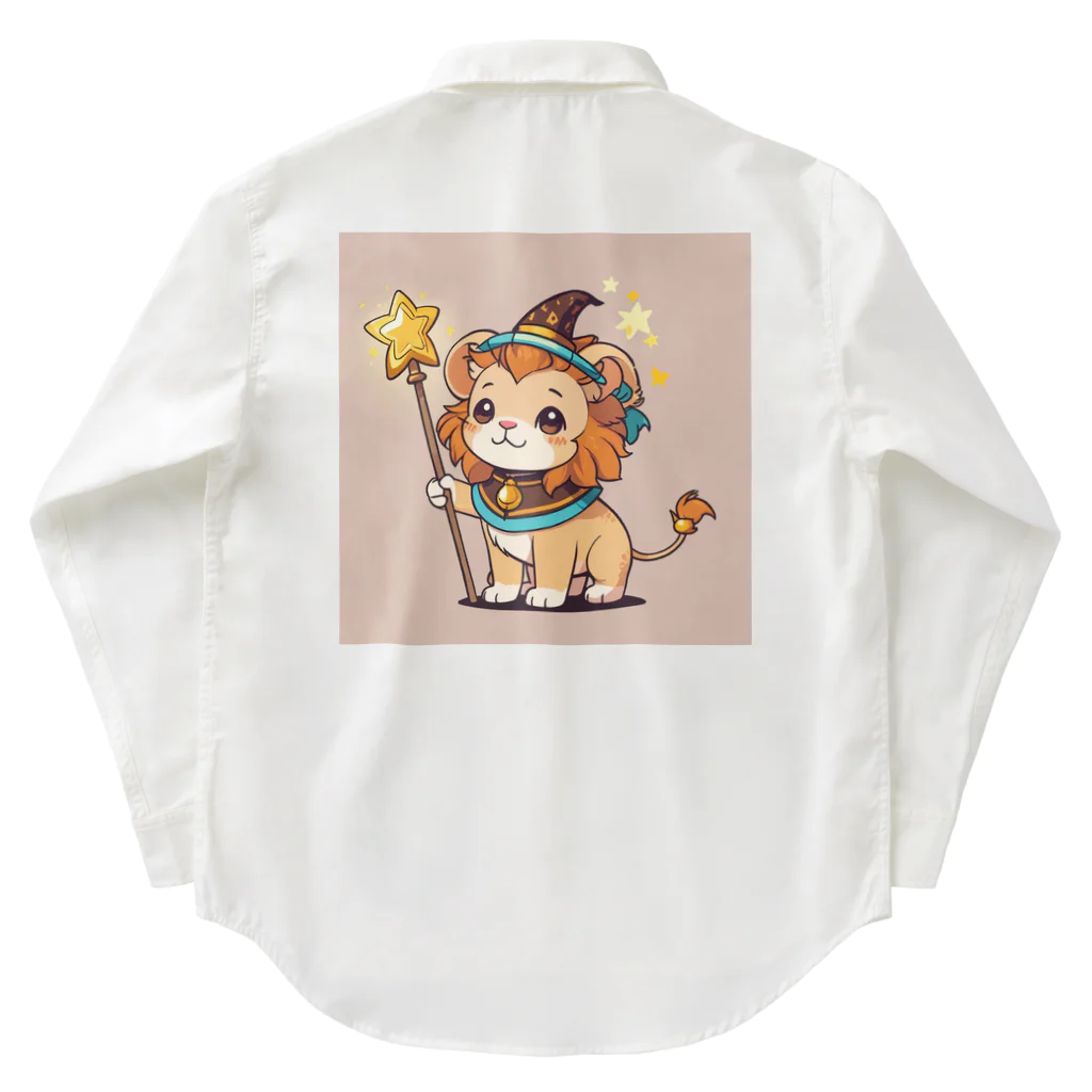 ganeshaの魔法の杖を持ったかわいいライオン Work Shirt