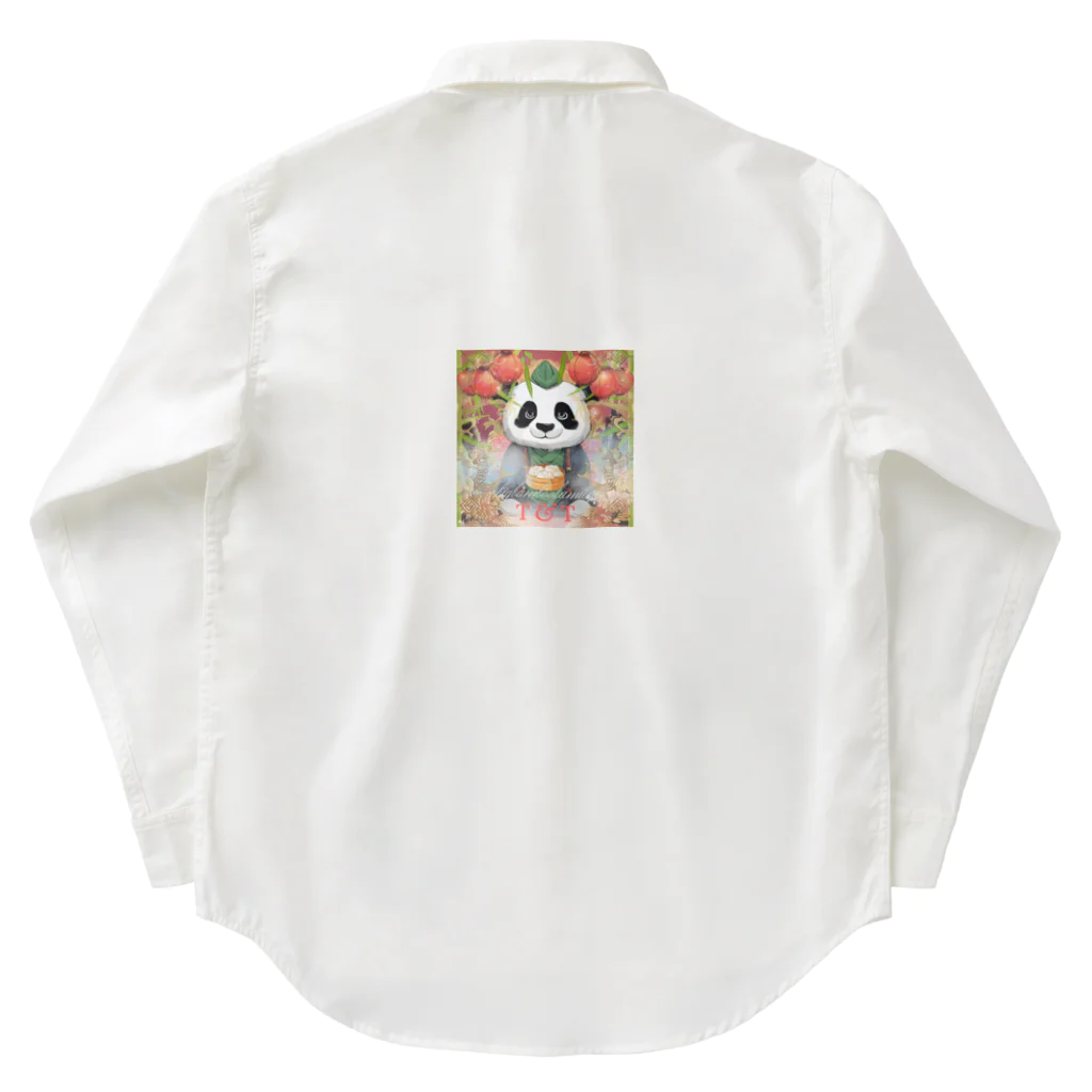 bigbamboofamilyのパンダの一休み　小籠包 ワークシャツ