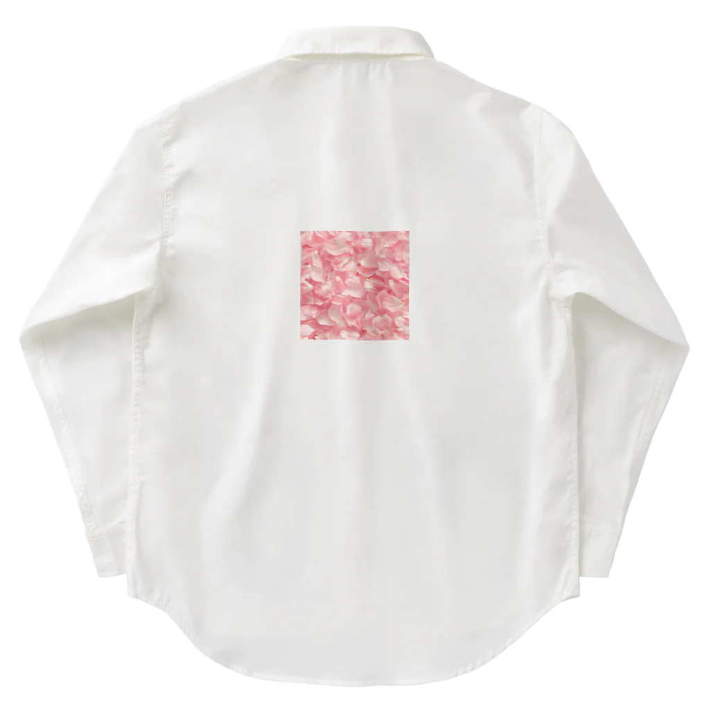 オンラインショップイエローリーフの桃色の花びら綺麗 ワークシャツ