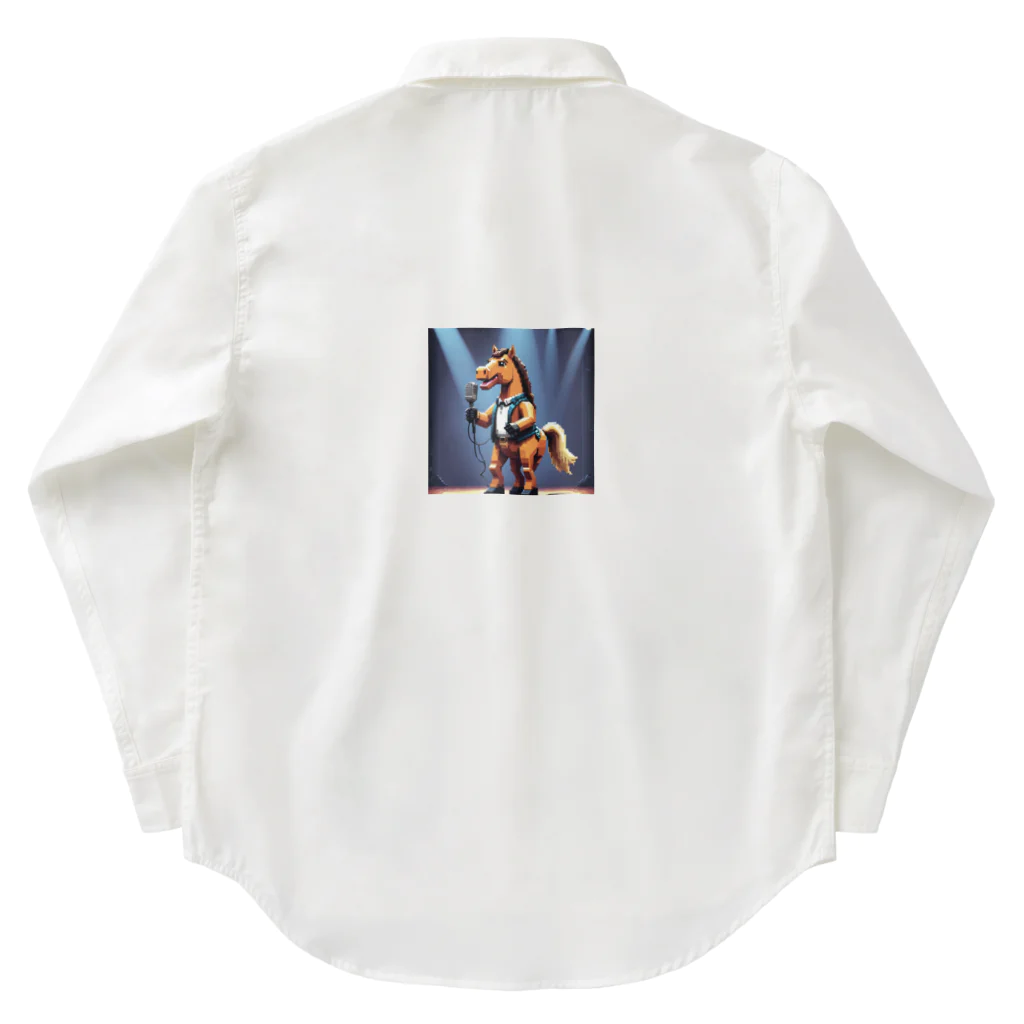 No Horse No Lifeのドット絵歌うウマノスケ君 Work Shirt