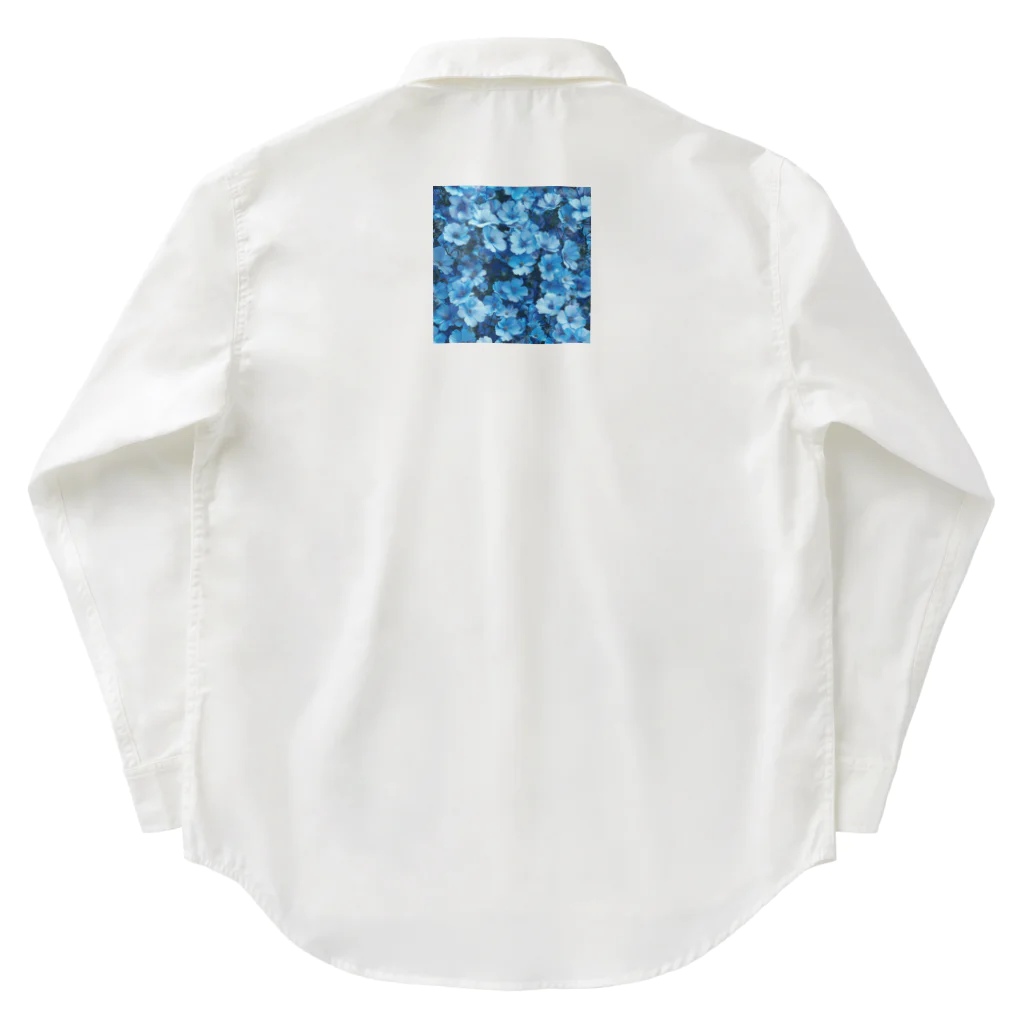 オンラインショップイエローリーフの水色小さな花 Work Shirt