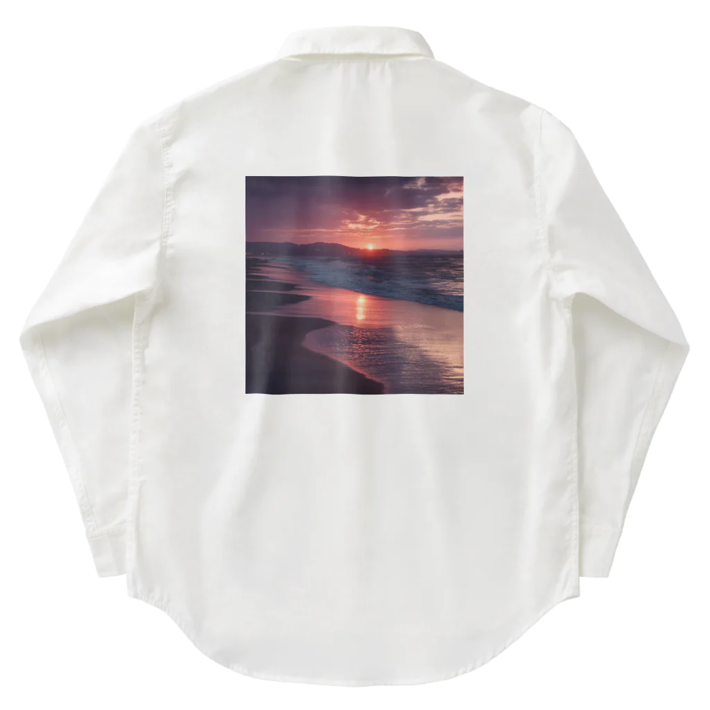 Mysycaの海辺の夕日 ワークシャツ