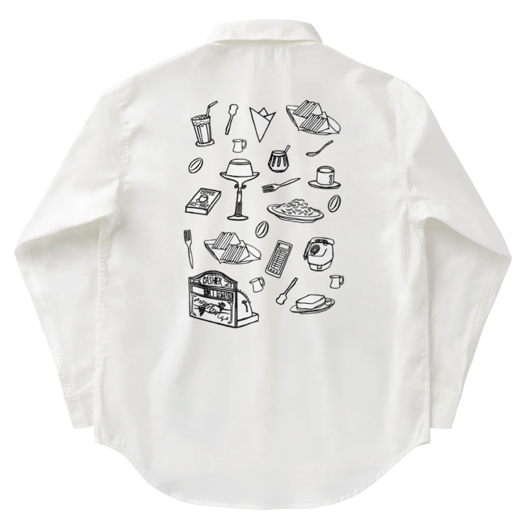 気ままに創作　よろず堂の純喫茶　モノクロ ワークシャツ