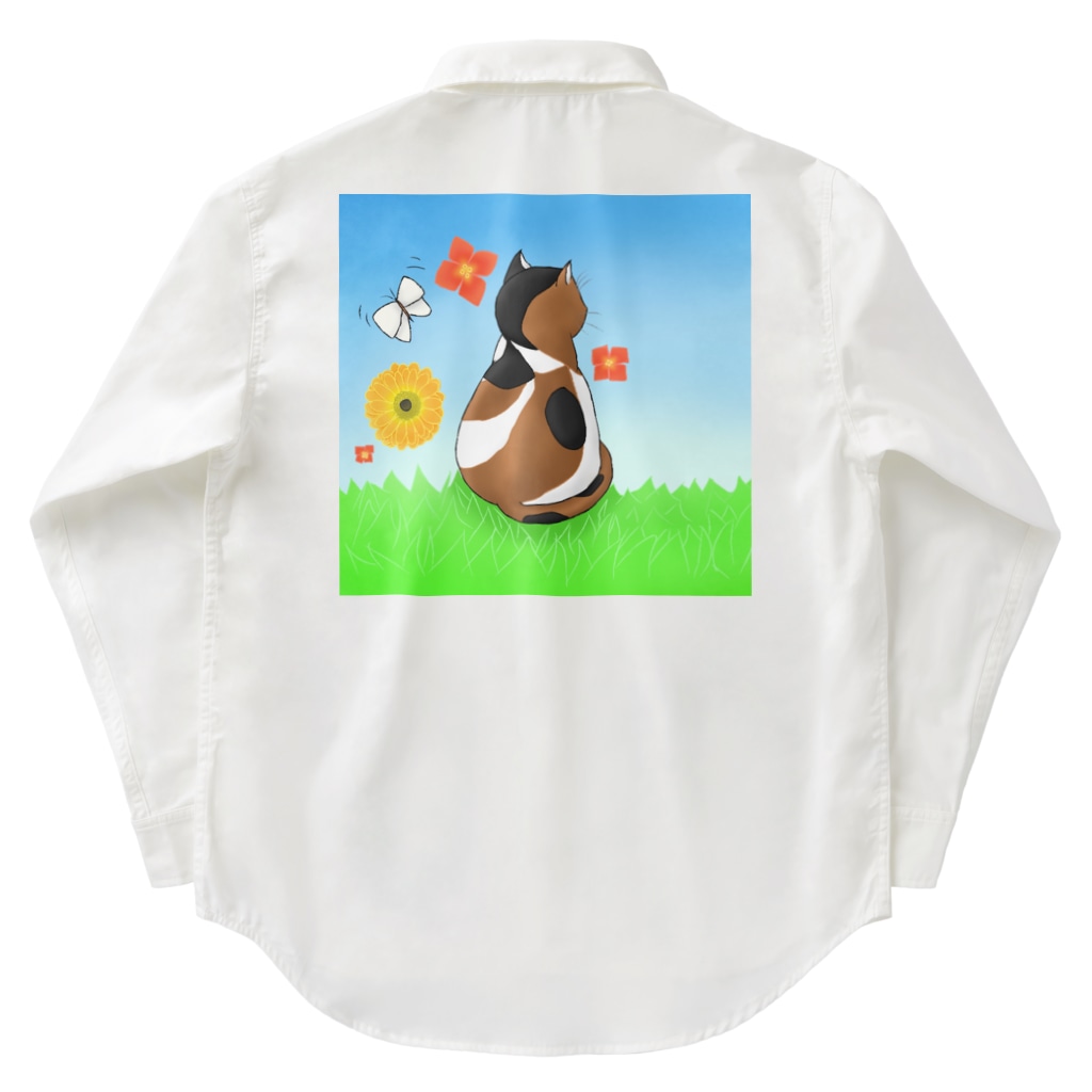 Lily bird（リリーバード）の野原の三毛猫さん Work Shirt