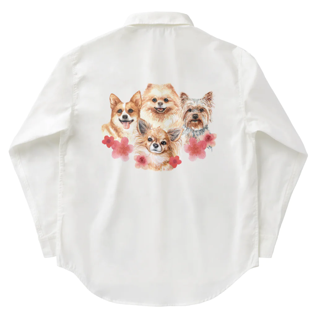 SANKAKU DESIGN STOREのお花の似合う小さい犬たち。 ワークシャツ