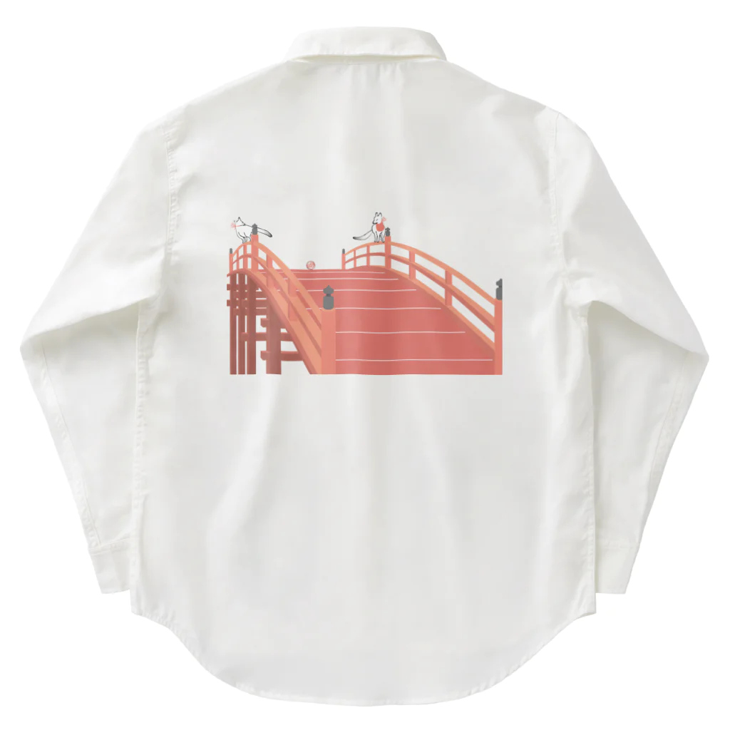 Amiの狐の赤太鼓橋 ワークシャツ