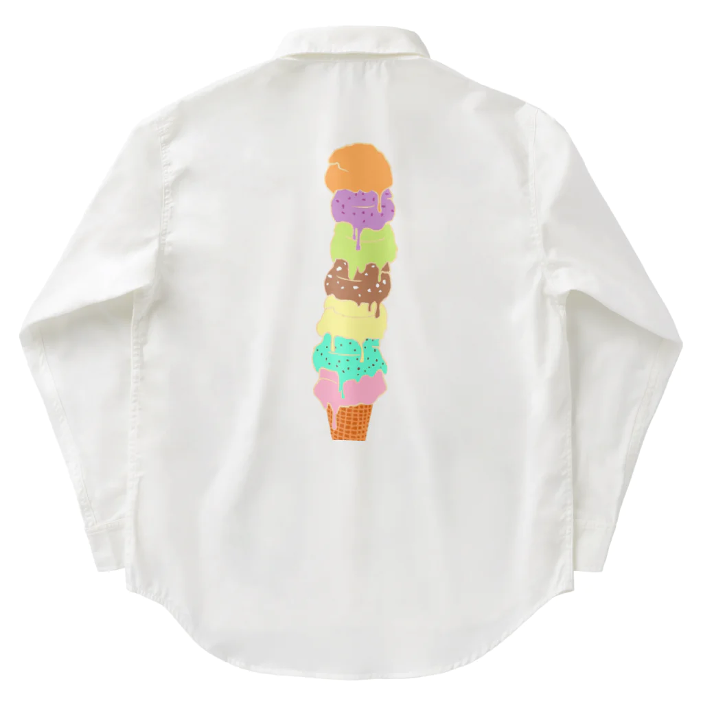 ホームタウンスター　Hometown Star の7スクープ アイスクリームコーン　7-scooped Ice Cream Cone Work Shirt