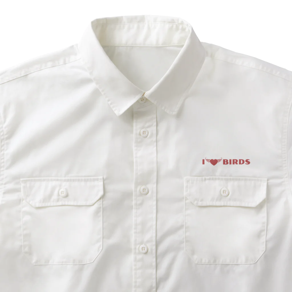 エダマメトイチ雑貨店のLet's enjoy bird watching ! 薄い色用 Work Shirt