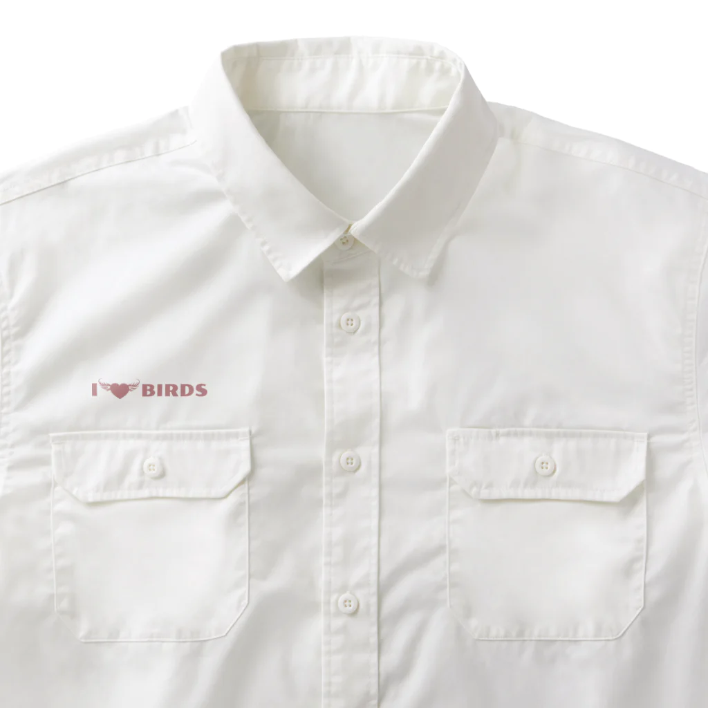 エダマメトイチ雑貨店のエナガさんたち 白・モカベージュ用 Work Shirt