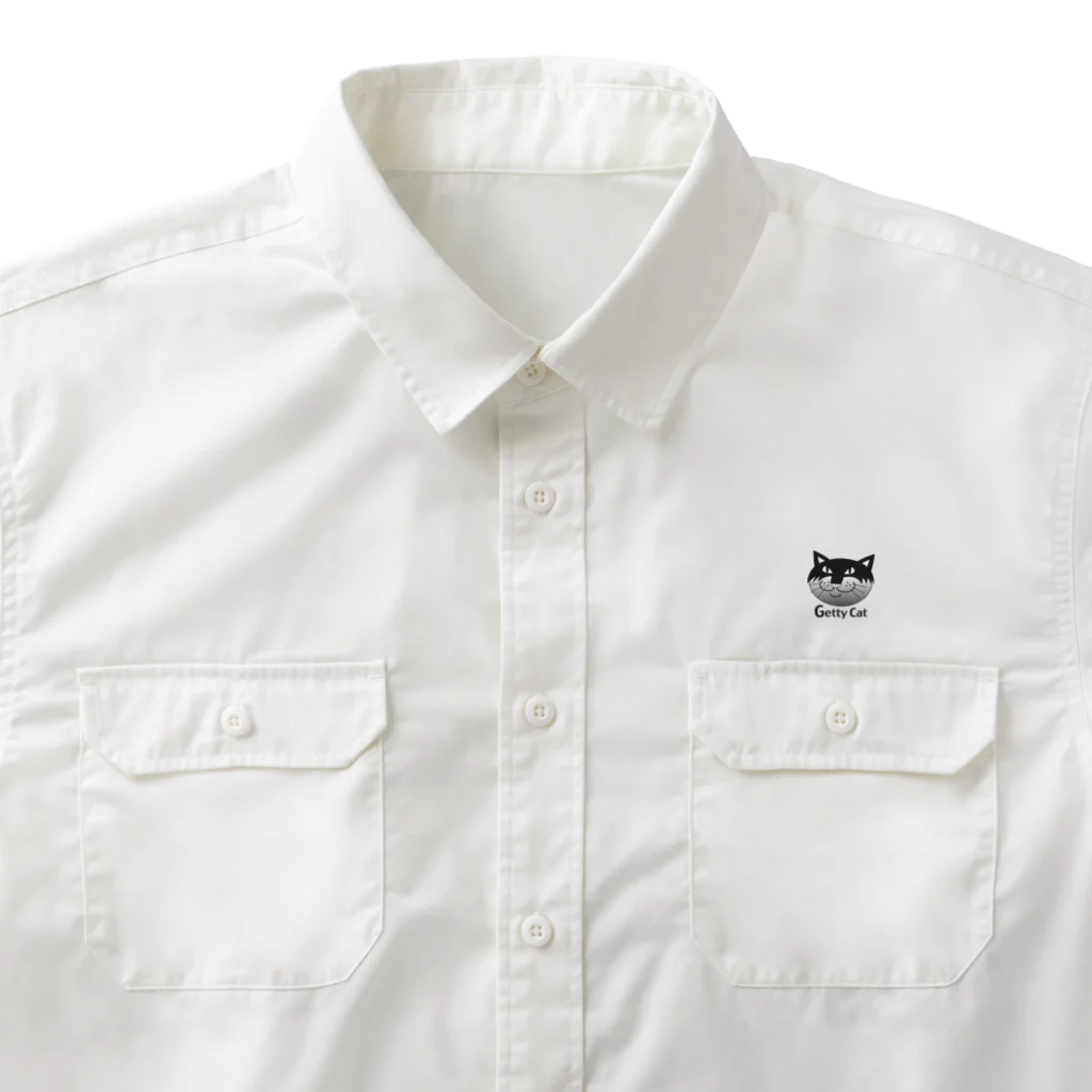 Illustrator Moca&Ram shopのネコのゲッティ/Getty Cat Work Shirt