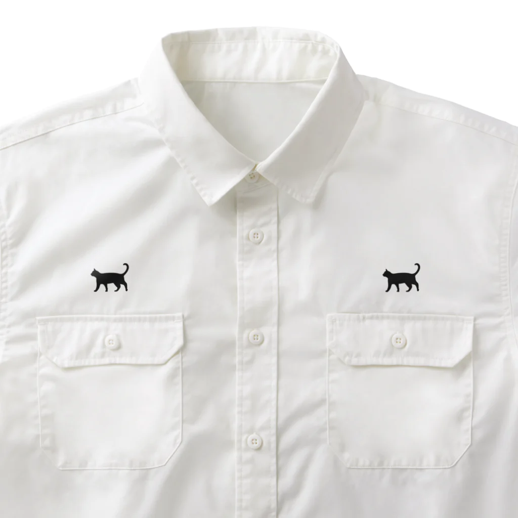 Teatime ティータイムの黒猫は見ていた　ねこ Work Shirt