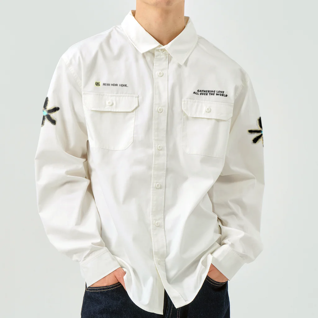 HDIR gathering love のFLOWER work shirt ( WHITE ) / UNISEX Work Shirt