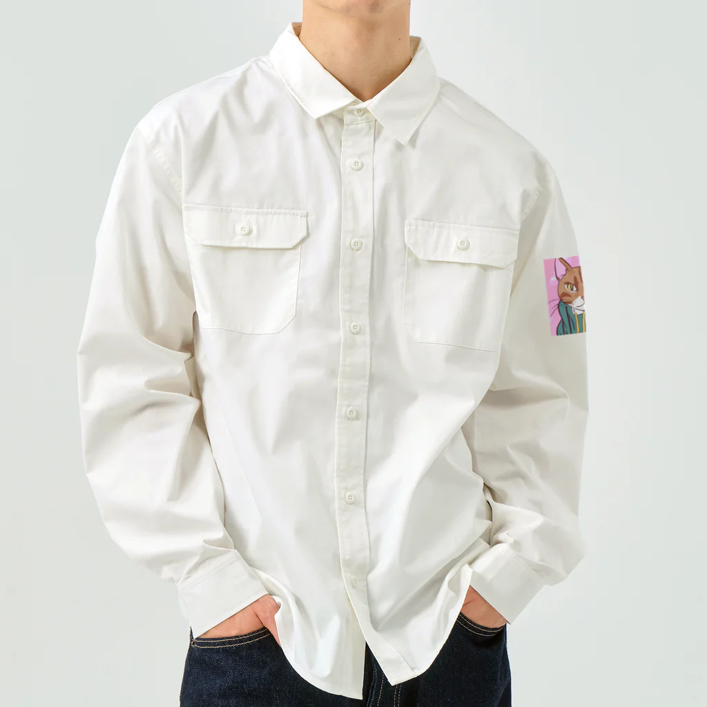 ダンキュのイケメン猫君 Work Shirt