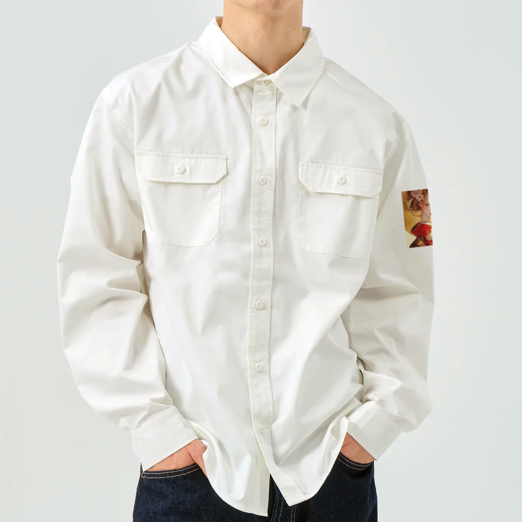 AQUAMETAVERSEの金の光に輝く赤い姫 Marsa 106 Work Shirt