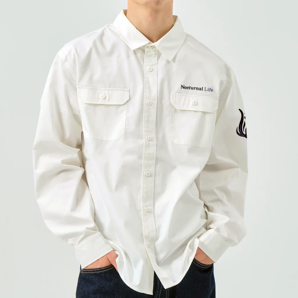 kocoon（コクーン）の夜型生活のネコ Work Shirt