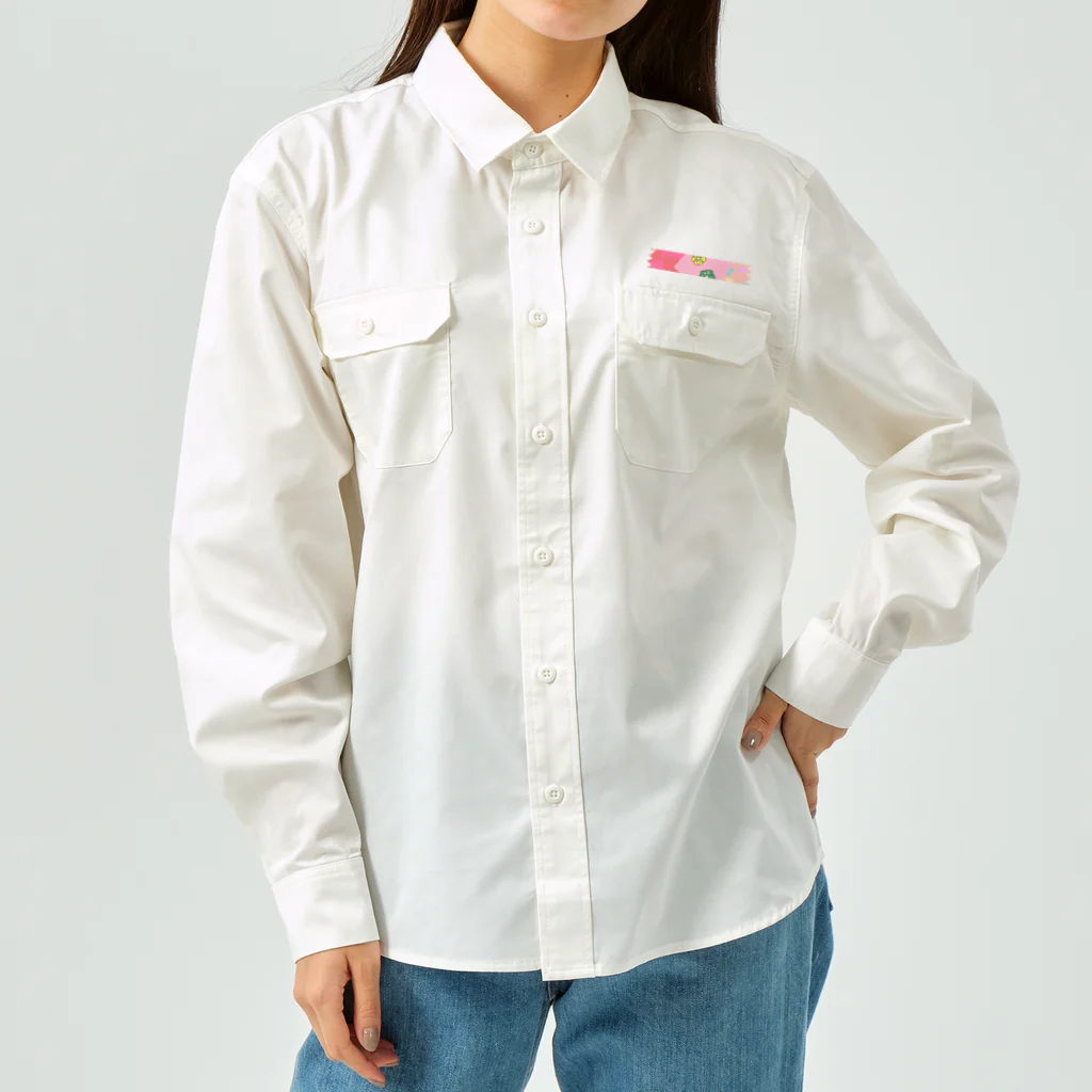 🐸かえるさんと仲間たち🐸のつぎはぎハート Work Shirt