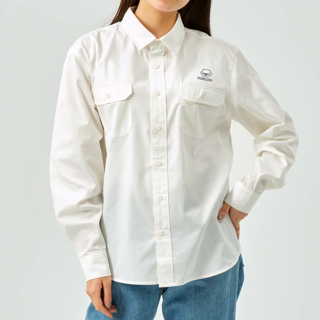 ペキニーズくらぶ（SUZURI支店）のペキニーズ・ホワイト（サマーカット）（顔だけ） ワークシャツ