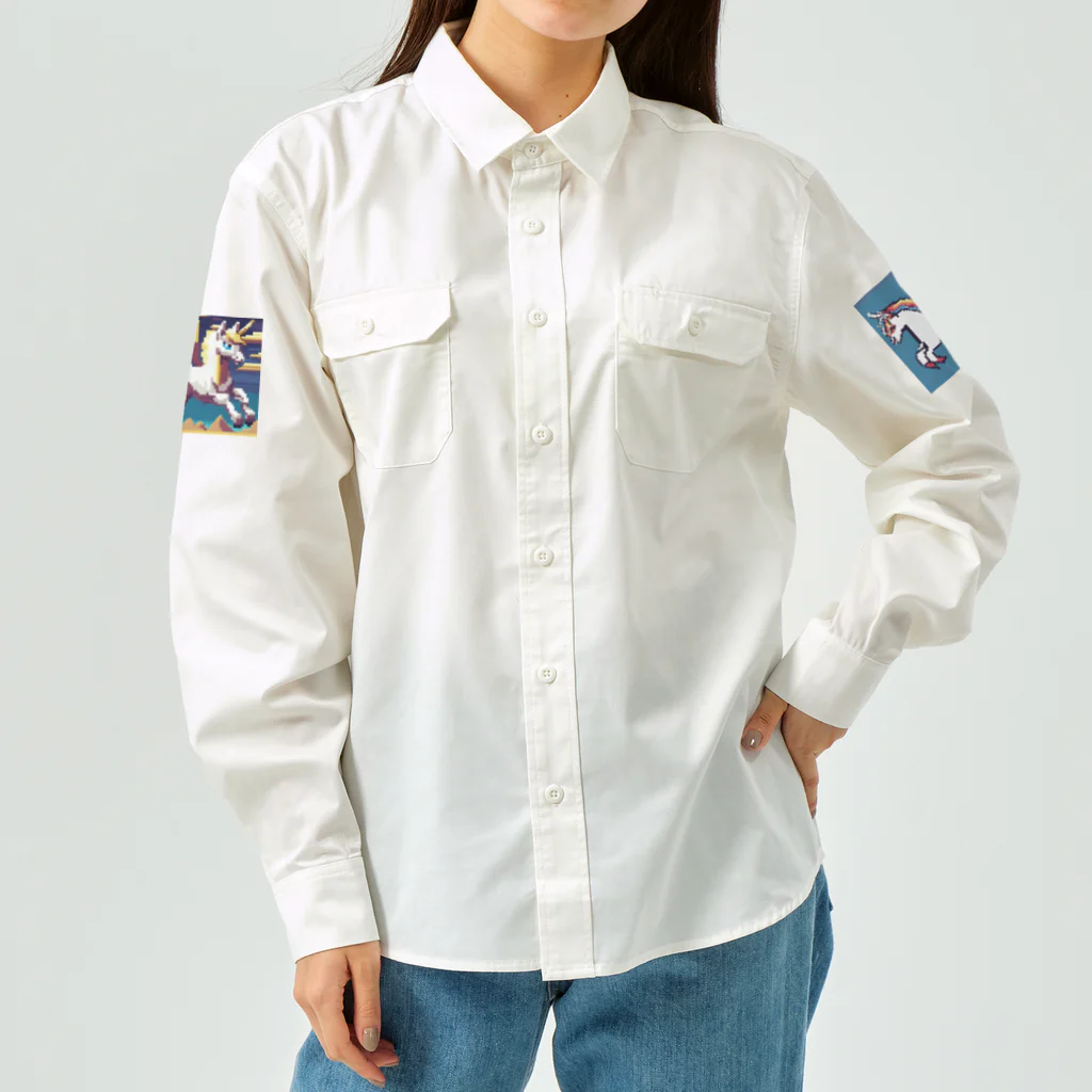 AI画像作って遊ぼうのドット絵ユニコーン Work Shirt