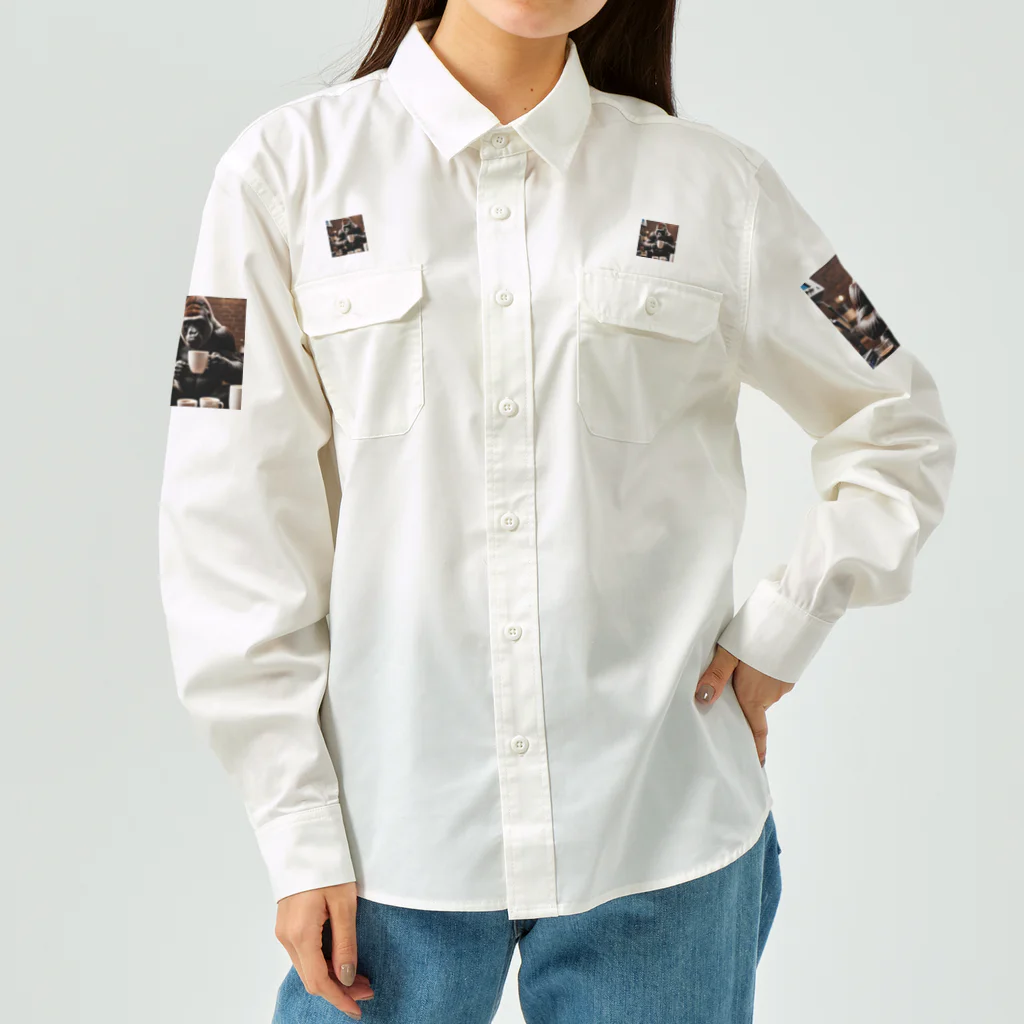 WildRiceのカフェゴリラ Work Shirt