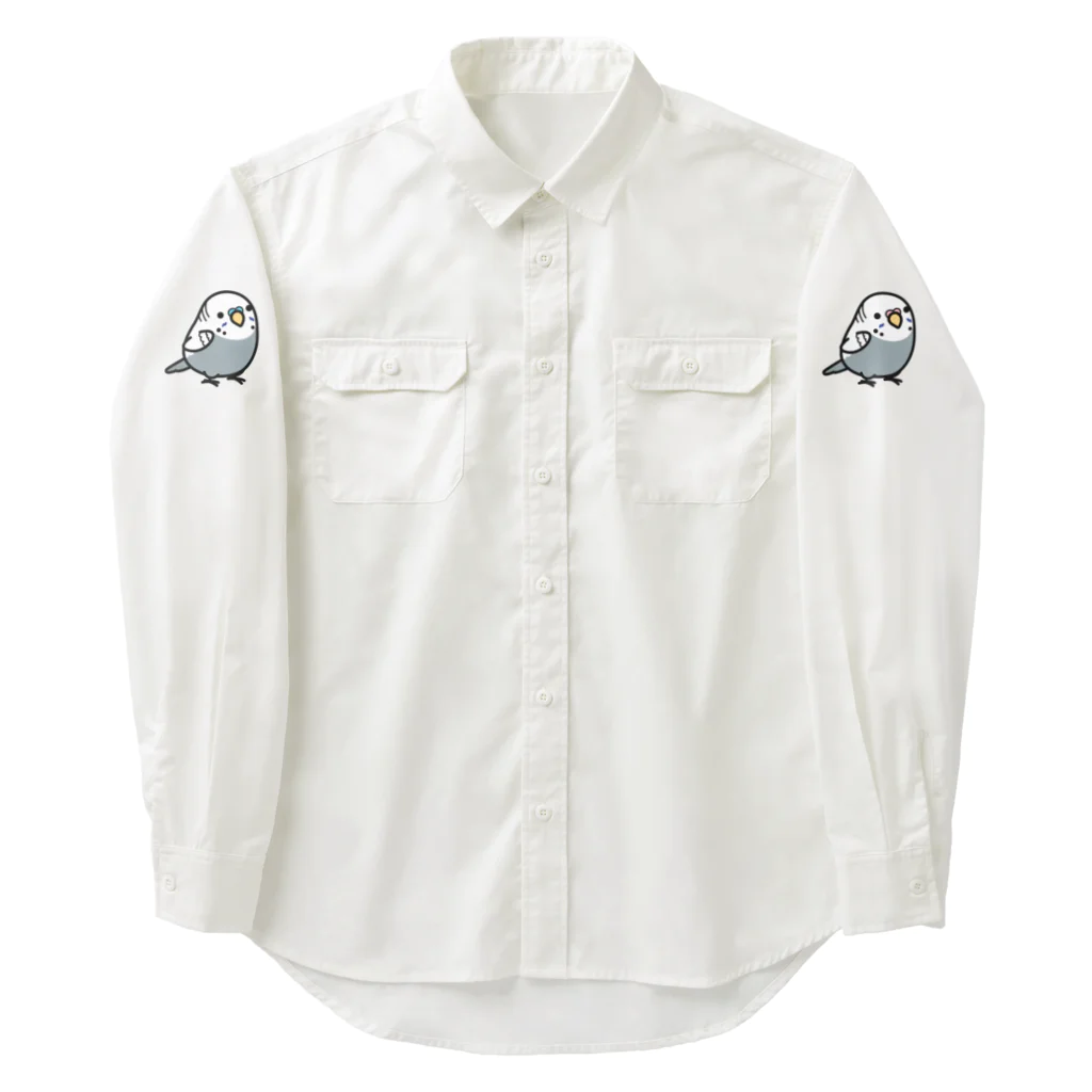 Cody the LovebirdのChubbyBird セキセイインコ　（両袖のみ） Work Shirt