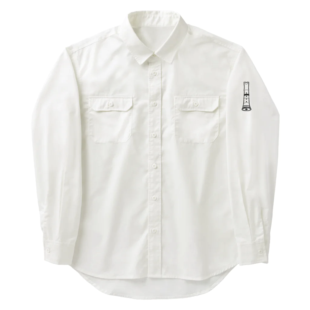 綾錦工房 りこりすの尺八−琴古流− 黒 Work Shirt