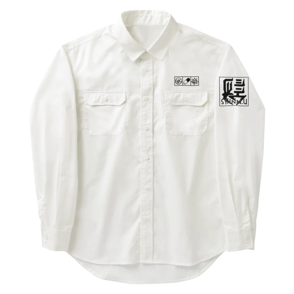 SHINN.U ONLINEのMEGAMI（ロゴ黒） Work Shirt