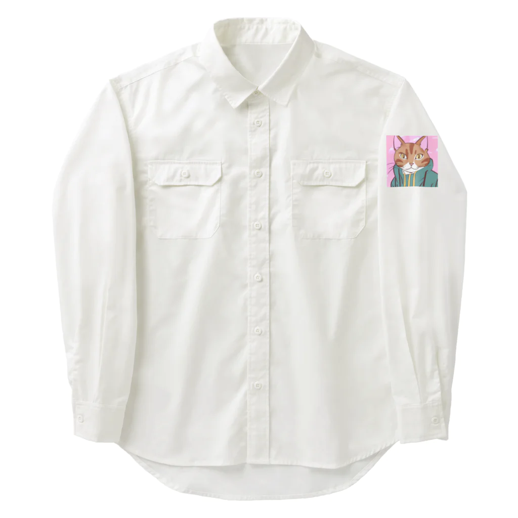 ダンキュのイケメン猫君 Work Shirt